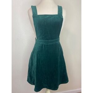 ModCloth Cupcake Consultant Emerald Green Velvet Pinafore Overall Dress Size S